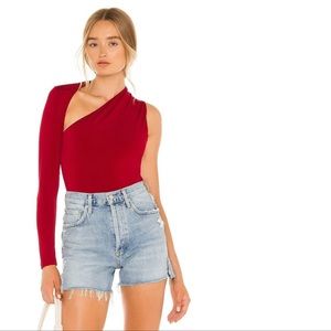 SNDYS Red One Shoulder Bodysuit | Size, US 6